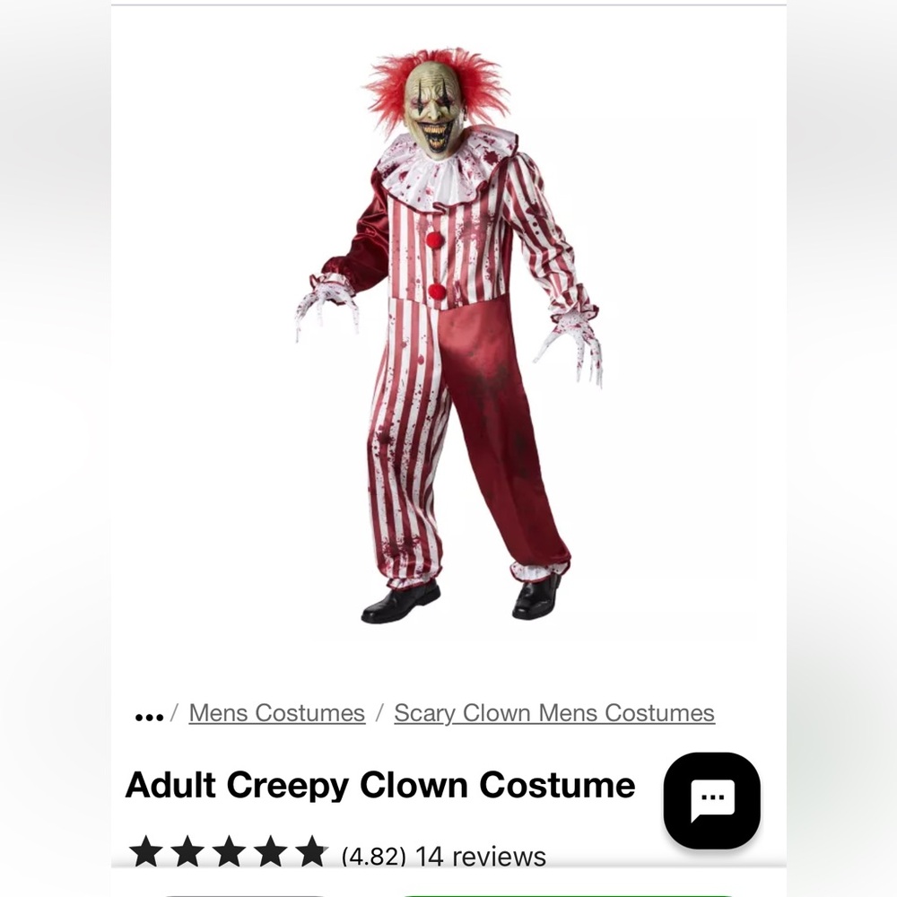 Creepy Clown Costume - New In Pkg